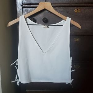 Free People Side Tie Cropped V-Neck Tank
